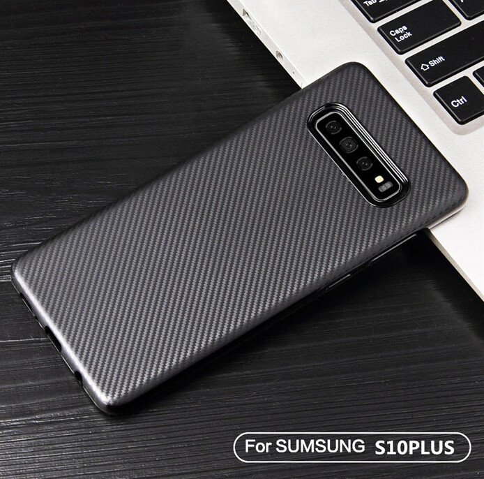 Husa Silicon Samsung Galaxy S10, Carbon Negru Mat thumb