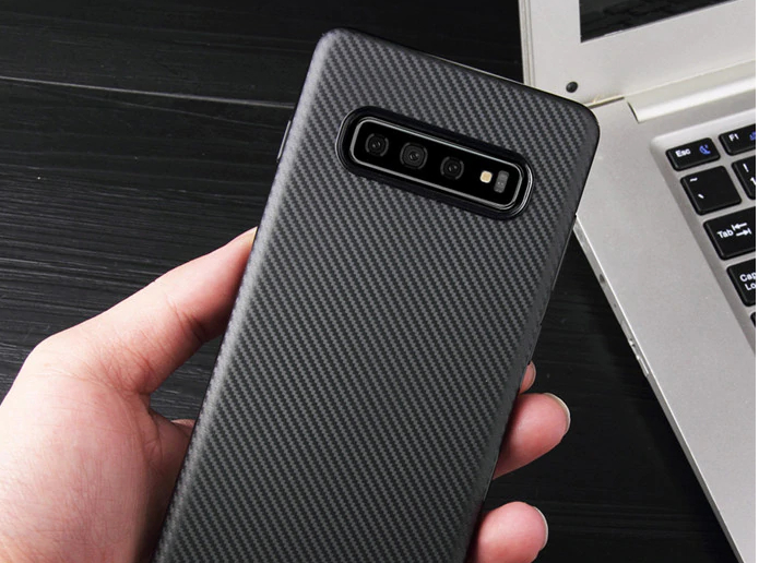 Husa Silicon Samsung Galaxy S10 E,  Negru Carbon Mat thumb