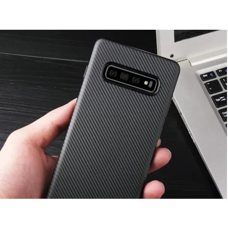 Husa Silicon Samsung Galaxy S10 E,  Negru Carbon Mat