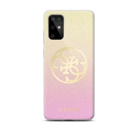 Husa silicon Samsung Galaxy S20, Glitter Circle Cover Guess Roz-Auriu