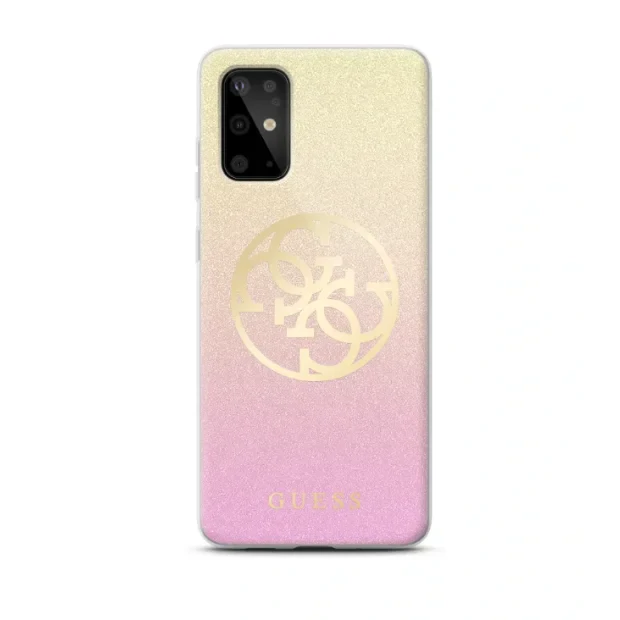 Husa silicon Samsung Galaxy S20 Plus, Glitter Circle Cover Guess Roz-Auriu