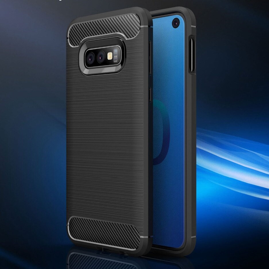 Husa Silicon Slim Samsung Galaxy S10 E, Negru Carbon  thumb