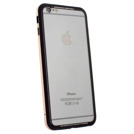 Husa spate sticla iPhone 6 Plus iShield Rama Aurie