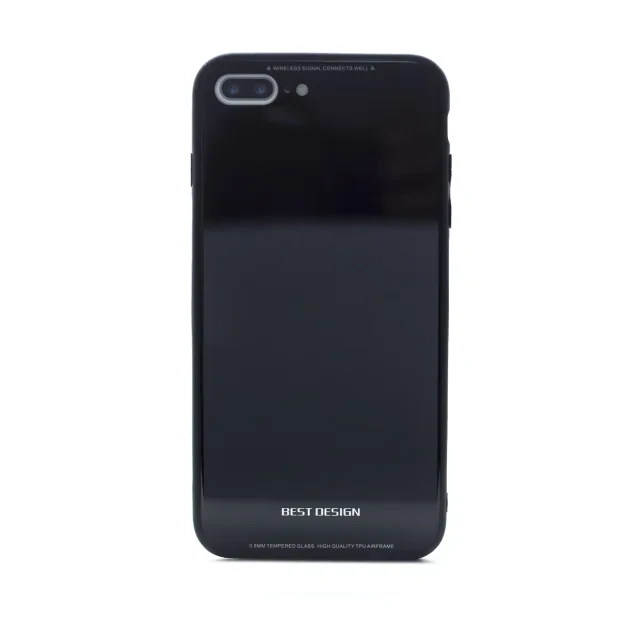 Husa spate sticla iPhone 7 Plus/8 Plus, Contakt Neagra