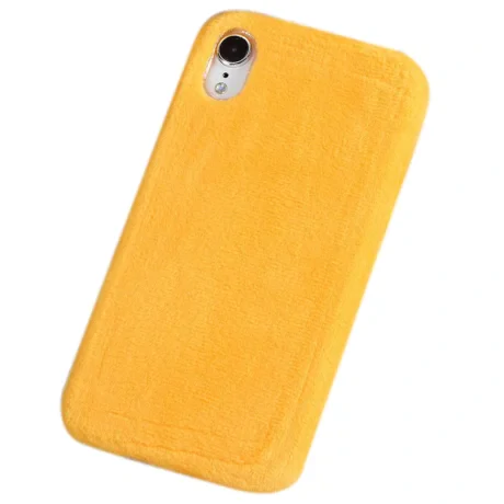 Husa TPU iPhone XR Fluffy Fur Galbena