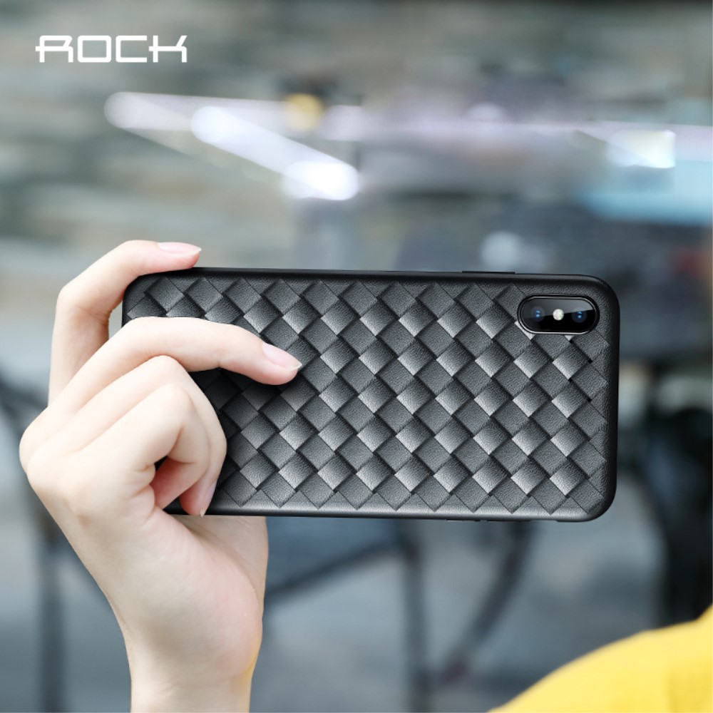 Husa TPU iPhone XS Max Woven Pattern Neagra Rock thumb