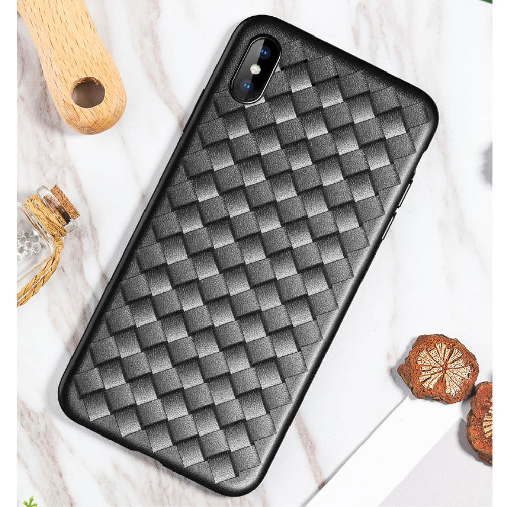 Husa TPU iPhone XS Max Woven Pattern Neagra Rock thumb