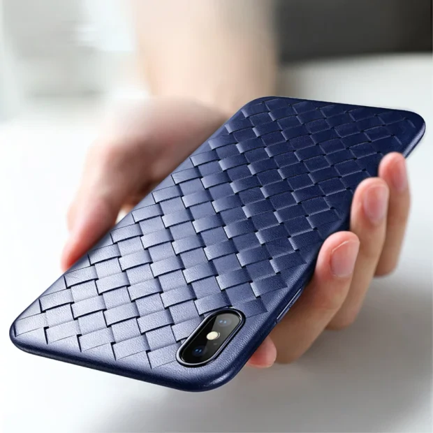 Husa TPU iPhone X/XS Woven Pattern Albastra Rock