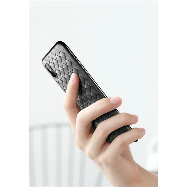 Husa TPU iPhone X/XS Woven Pattern Neagra Rock