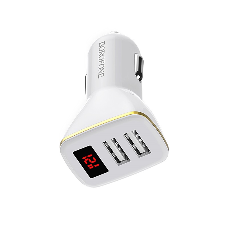 Incarcator Auto Borofone BZ11 2xUSB 2.1A Cu Afisaj Led Alb thumb