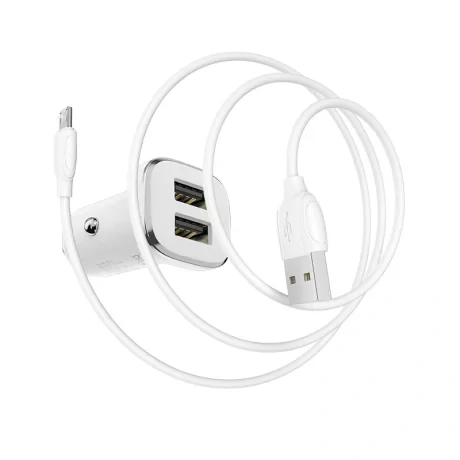 Incarcator Auto Borofone BZ12 2xUSB 2.4A Alb
