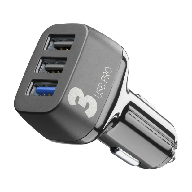 Incarcator Auto Cellularline  3xUSB   Negru