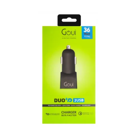 Incarcator Auto Goui Duo+D G-CARPD36W-K QC 3.0 36W 1xUSB-1xType C Negru