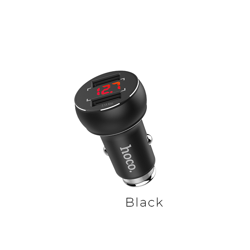 Incarcator Auto Hoco Z22 2xUSB 2.4A cu Afisaj Led Negru thumb