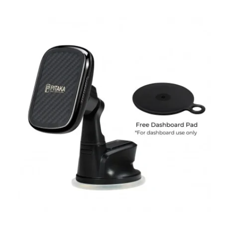 Incarcator Auto Pitaka Wireless MagEZ CMS3001Q QC 3.0 Magnetic 10W Negru