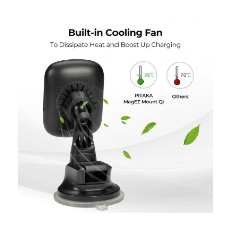 Incarcator Auto Pitaka Wireless MagEZ CMS3001Q QC 3.0 Magnetic 10W Negru