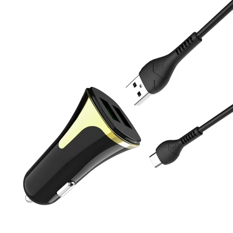 Incarcator auto QC3.0 + Cablu Type C Negru Z31 Hoco 