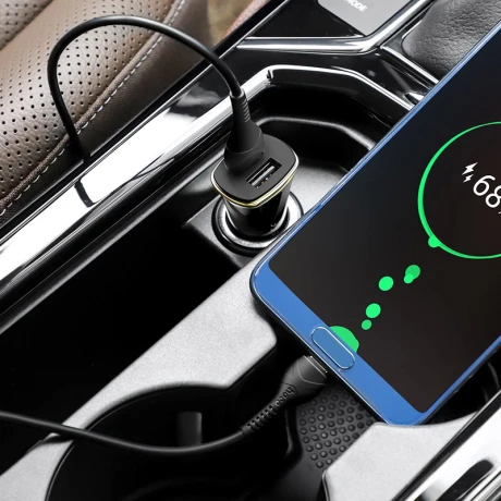 Incarcator auto QC3.0 + Cablu Type C Negru Z31 Hoco 