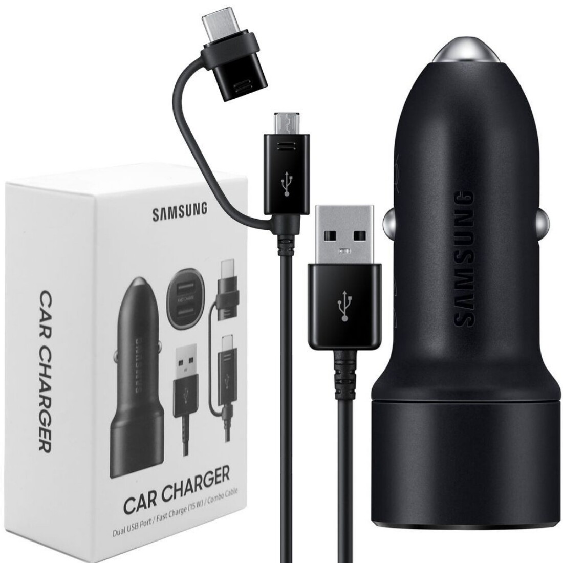 Incarcator Auto Samsung  2 xUSB 15W Cablu Type C 1.5m Negru thumb