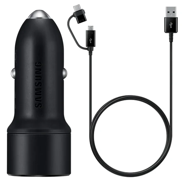 Incarcator Auto Samsung  2 xUSB 15W Cablu Type C 1.5m Negru