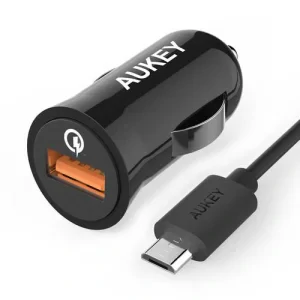 Incarcator auto Smart usb Aukey CC T5 Negru, QC 2.0