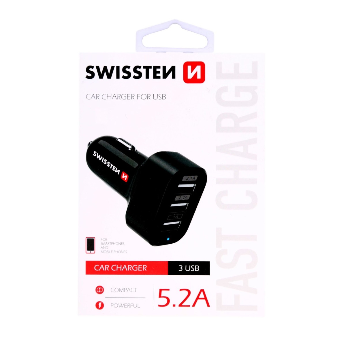 Incarcator Auto Swissten 3xUSB 5.2A Negru thumb