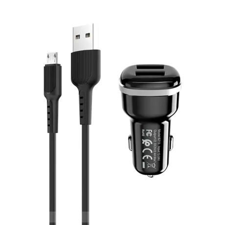 Incarcator auto Z13 + Cablu Micro USB Negru Borofone
