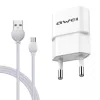 Incarcator Retea Awei 2xUsb cu Cablu Date Micro Usb 1m Alb