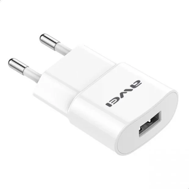 Incarcator Retea Awei 2xUsb cu Cablu Date Lightning 1m Alb