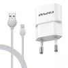 Incarcator Retea Awei 2xUsb cu Cablu Date Lightning 1m Alb