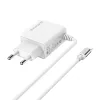 Incarcator Retea Borofone A35a 2xusb + Cablu Lightning Alb