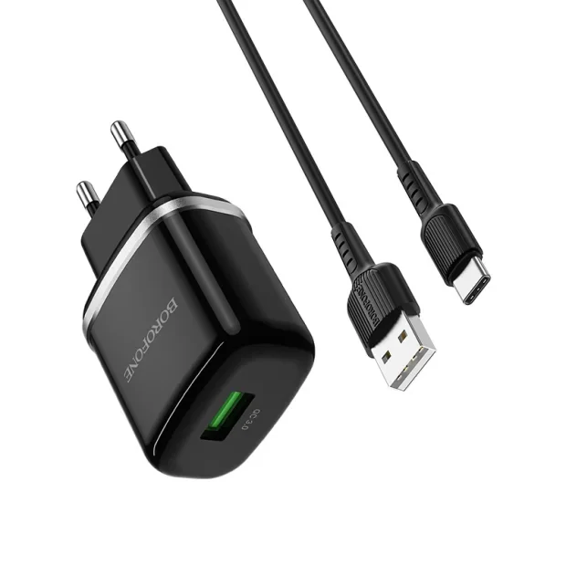 Incarcator Retea Borofone BA36A Rapid 1xUSB QC3.0 Negru