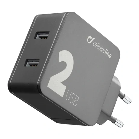 Incarcator Retea Cellularline 2xUsb QC 3.0 24W Negru