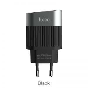 Incarcator Retea cu led 2x USB, C40A Hoco Negru thumb
