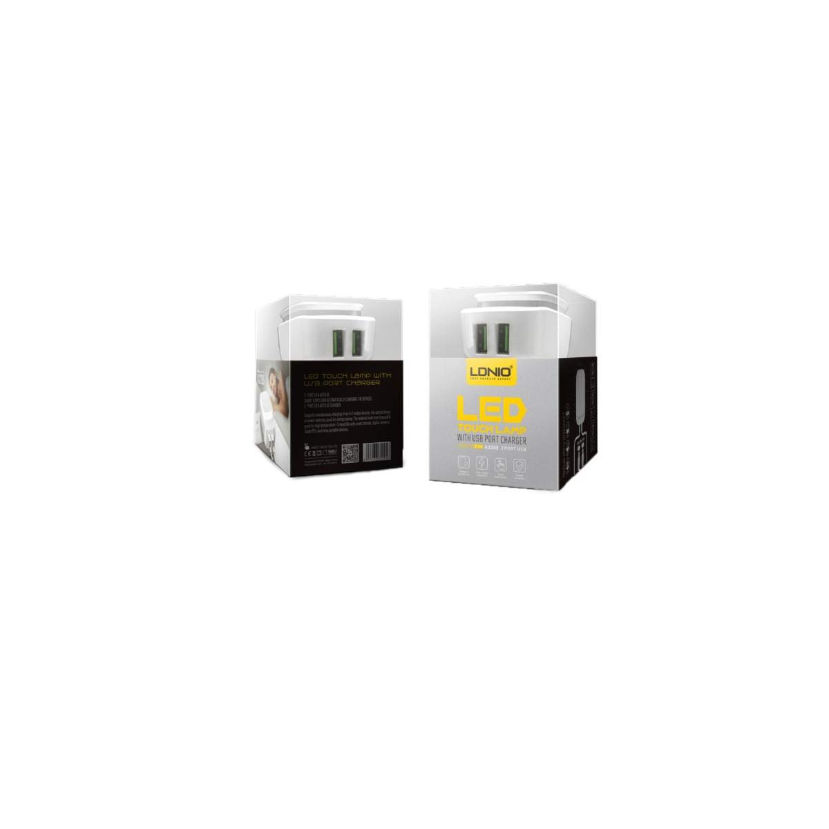 Incarcator retea cu led 2x USB + cablu lightning Ldnio AC2205 thumb