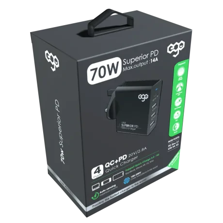 Incarcator Retea Ego Superior PD-510 4xUsb QC 3.0 70W Negru