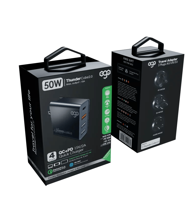 Incarcator Retea Ego Thunder Cube 2.0 2xUsb QC 3.0 50W Negru thumb