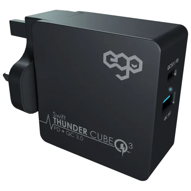 Incarcator Retea Ego Thunder Cube  2xUsb QC 3.0 43W Negru