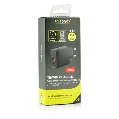 Incarcator Retea Fonex 2xUsb PD 18W Negru