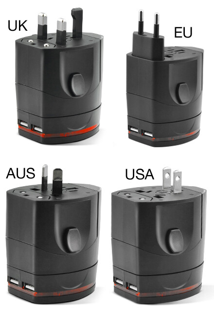 Incarcator Retea Fonex Universal USA/UK/EU/AUS 2xUsb Negru thumb