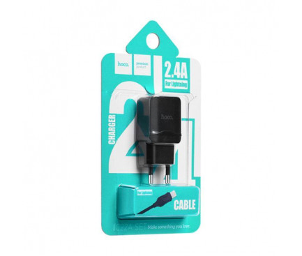 Incarcator Retea Hoco C22A 1xUSB + Cablu Lightning Negru thumb