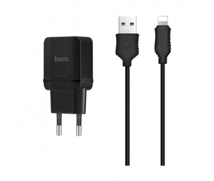 Incarcator Retea Hoco C22A 1xUSB + Cablu Lightning Negru thumb