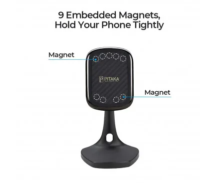 Incarcator Retea Pitaka Wireless MagMount Ebony Magnetic DT1001B QC 3.0 10W Negru