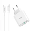 INCARCATOR RETEA RAPID 1XUSB C57A+CABLU DATE TYPE C-LIGHTNING HOCO ALB