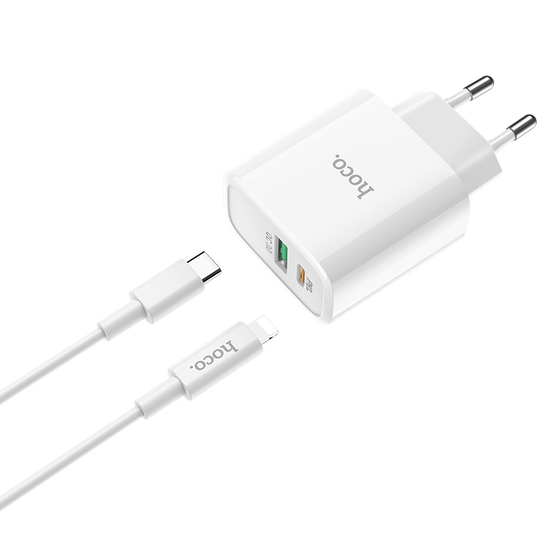 INCARCATOR RETEA RAPID 1XUSB C57A+CABLU DATE TYPE C-LIGHTNING HOCO ALB thumb