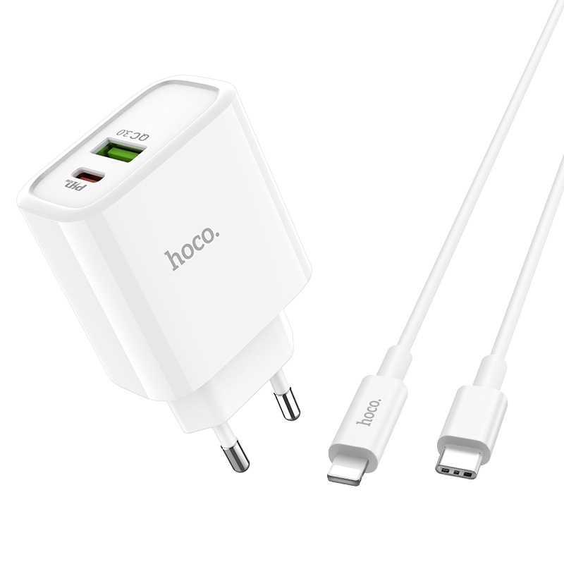 INCARCATOR RETEA RAPID 1XUSB C57A+CABLU DATE TYPE C-LIGHTNING HOCO ALB thumb