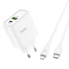 INCARCATOR RETEA RAPID 1XUSB C57A+CABLU DATE TYPE C-LIGHTNING HOCO ALB