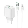 Incarcator retea rapid C69A + cablu MicroUsb Alb Hoco