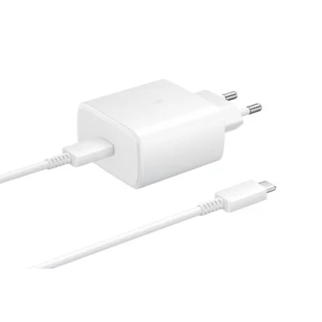 Incarcator Retea Samsung USB C cu cablu USB C QC 3.0 45W Alb