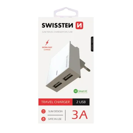 Incarcator Retea Swissten Smart IC 2xUSB 3A Alb